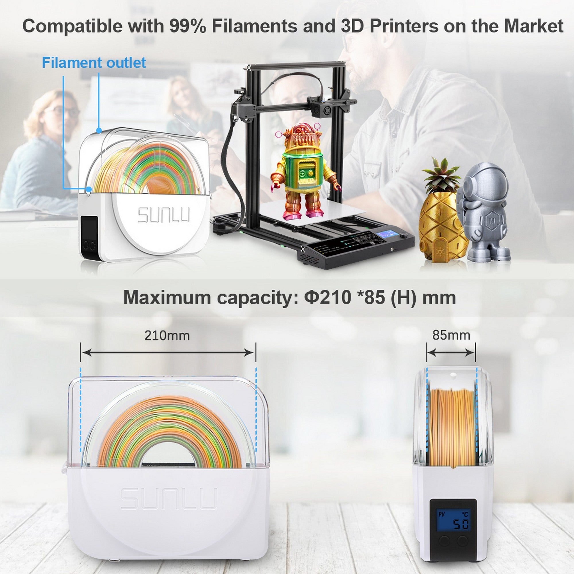 SUNLU FilaDryer S1 Plus 3D Printer Filament Dryer Box