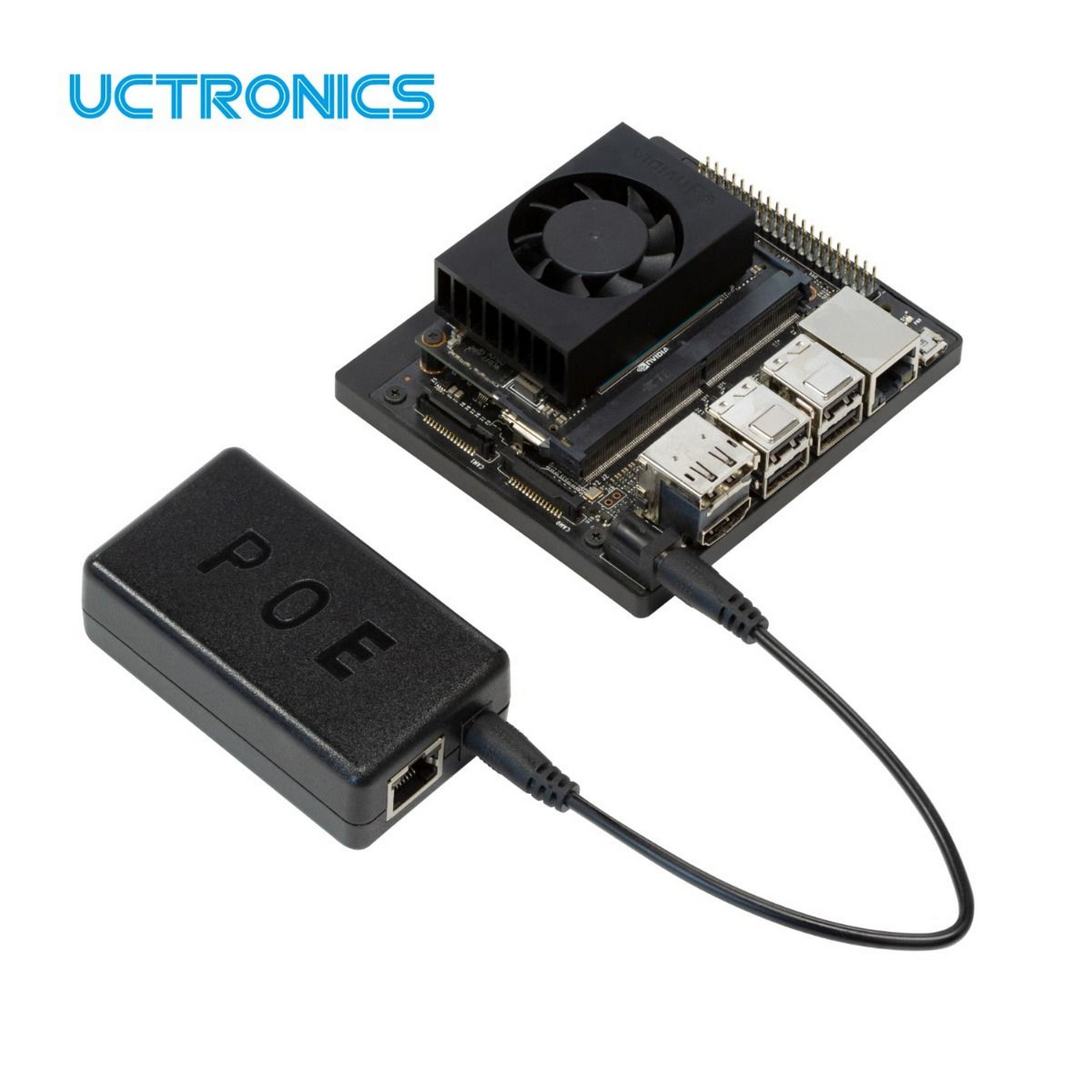 UCTRONICS PoE Splitter 19V 1.3A for Jetson Xavier NX, Active PoE+ RJ45 to 5.5×2.5mm Barrel Jack, IEEE 802.3at/af Compliant U6127