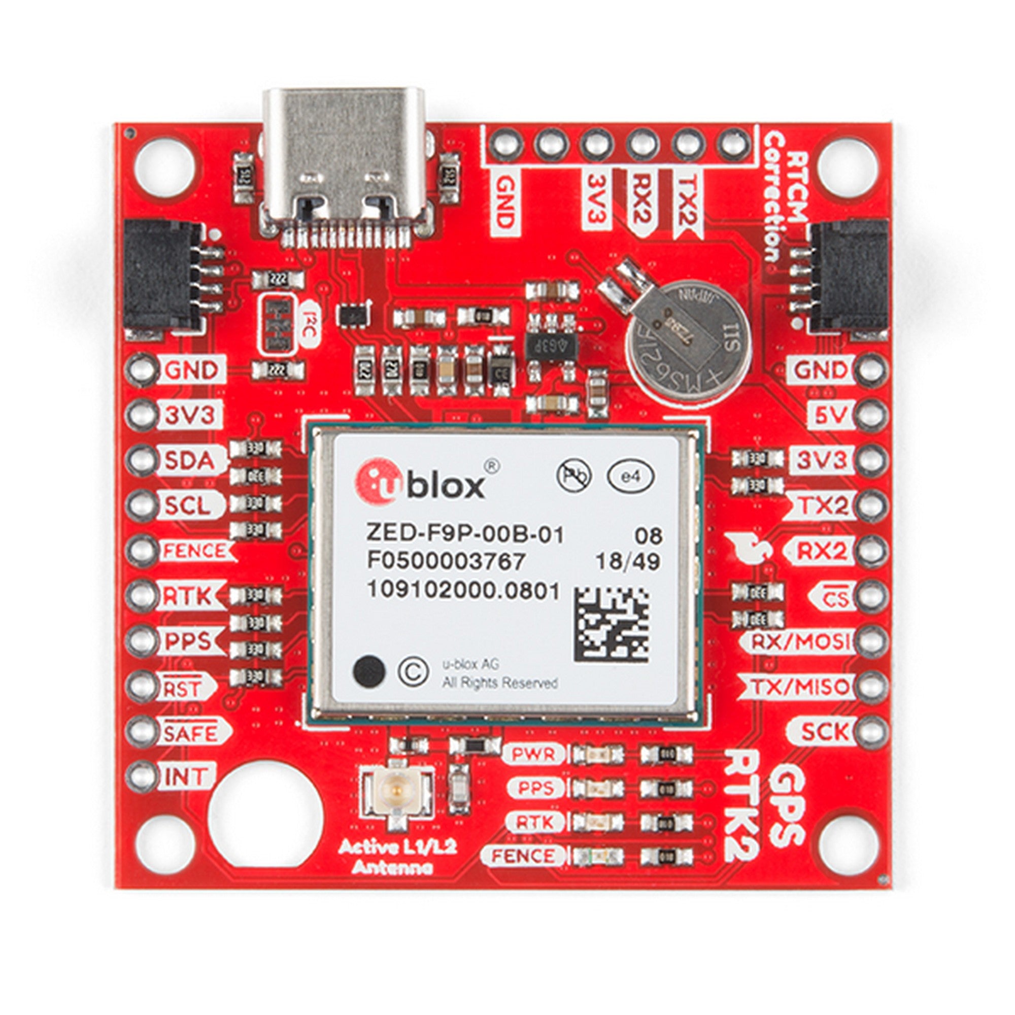 SparkFun GPS-RTK2 Board - ZED-F9P (Qwiic) GPS-15136