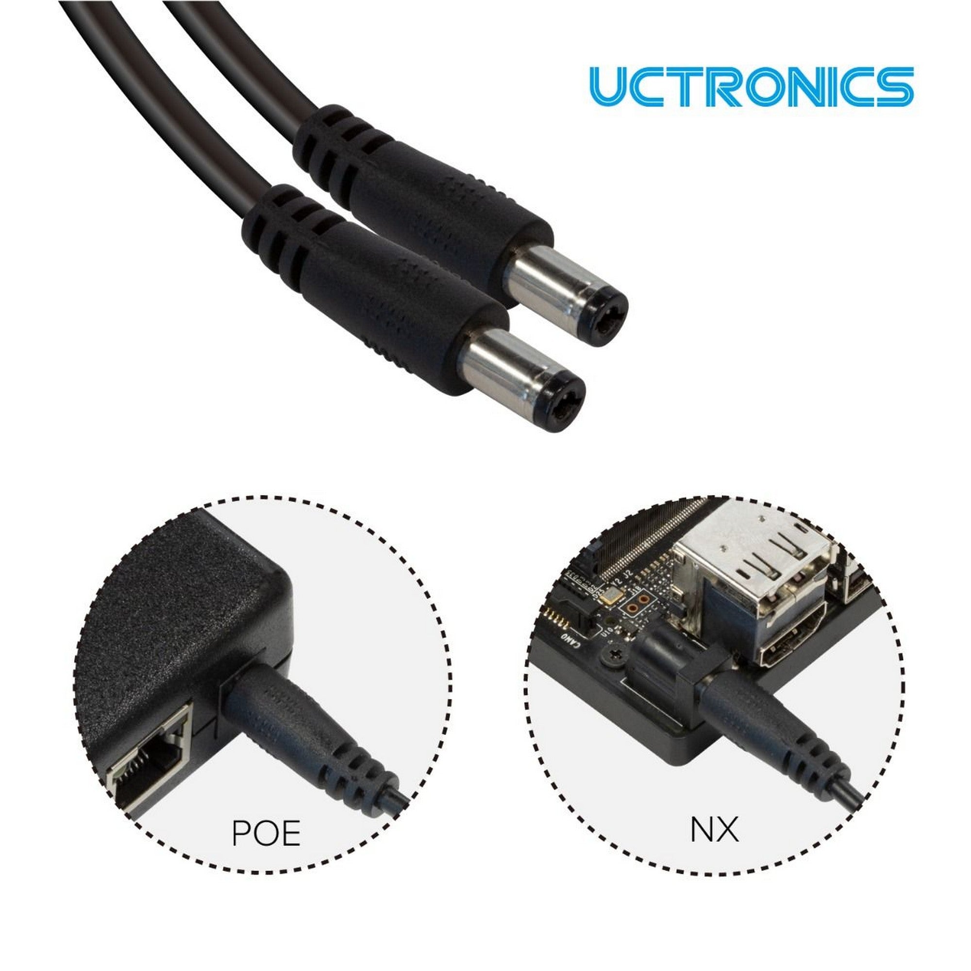 UCTRONICS PoE Splitter 19V 1.3A for Jetson Xavier NX, Active PoE+ RJ45 to 5.5×2.5mm Barrel Jack, IEEE 802.3at/af Compliant U6127