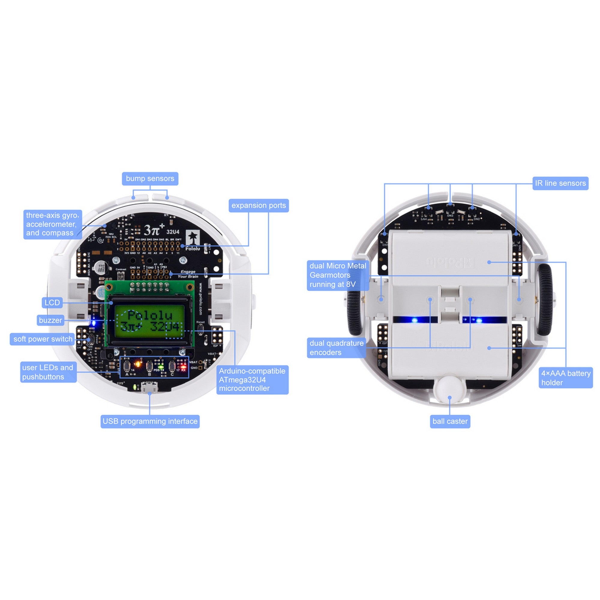 Pololu 3pi+ 32U4 Robot Assembled