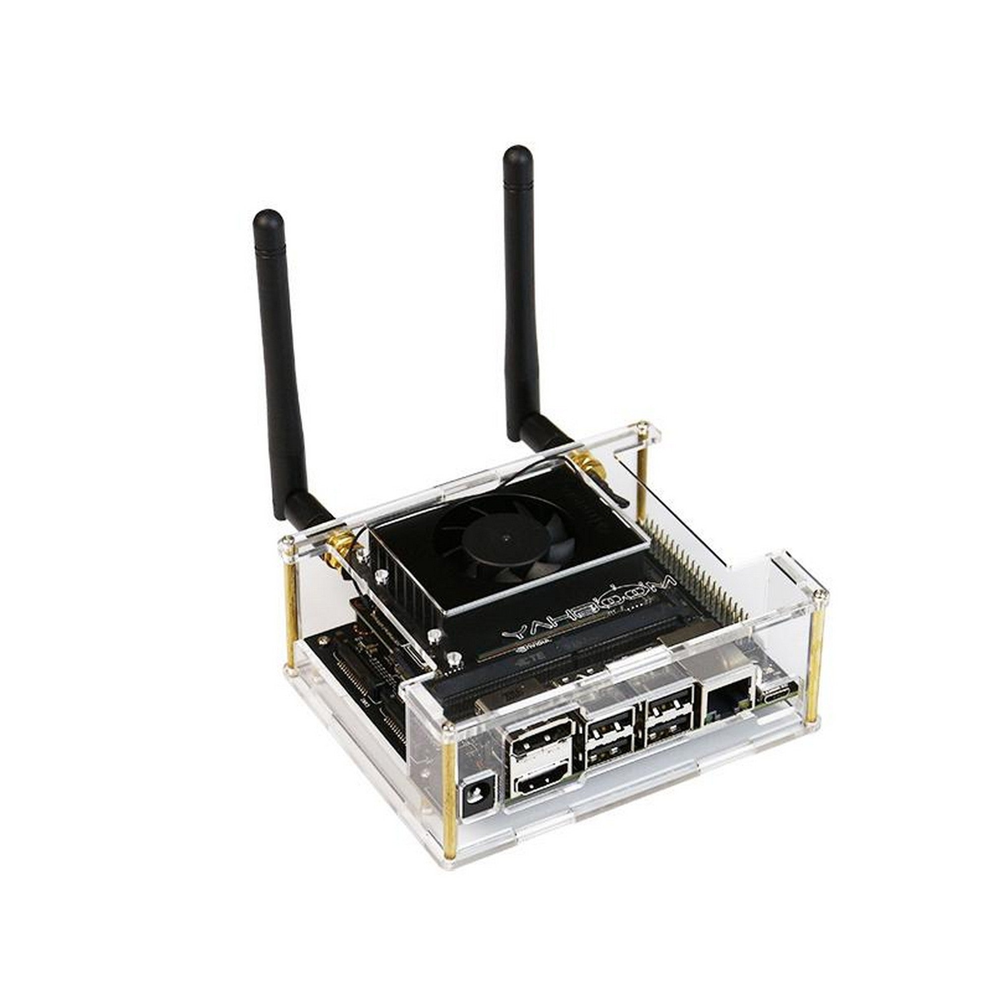 Acrylic Casing with 2 Antenna for NVIDIA Jetson Xavier NX/TX2 NX/Orin Nano/Orin NX Developer Kit