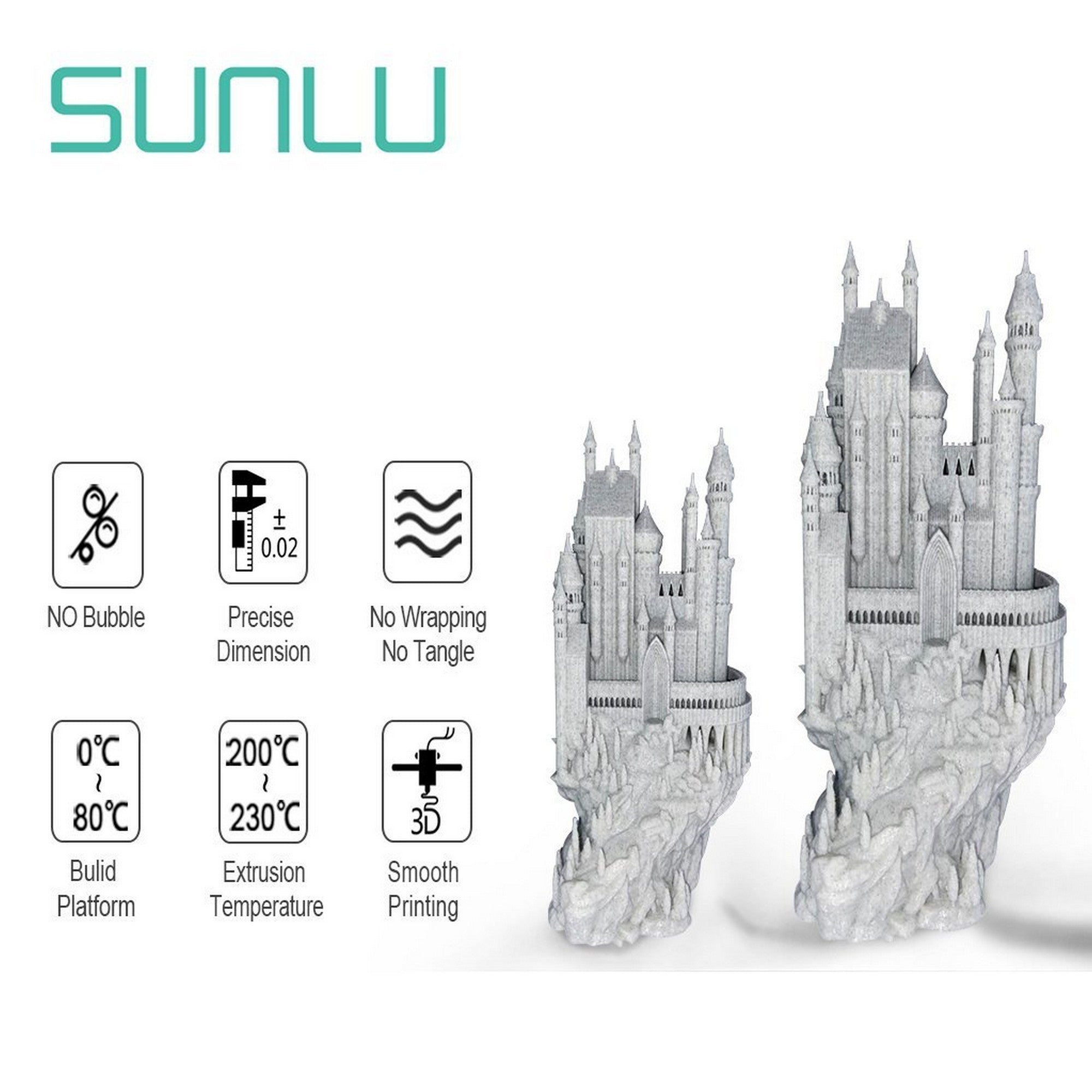 SUNLU PLA Marble 1.75mm 1KG 3D Printer Filament