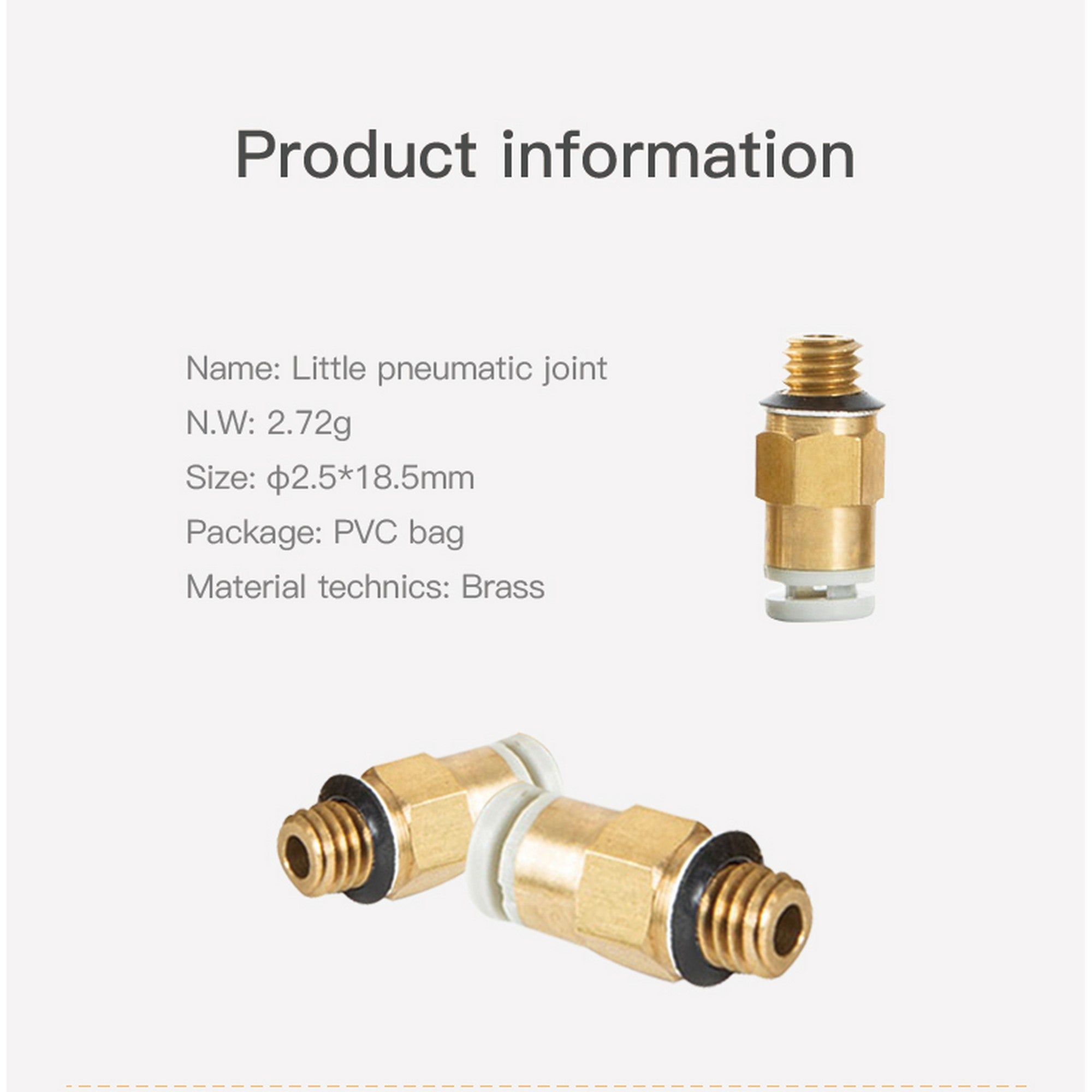 Creality Small Pneumatic Joint Connector for 3D Printer (Set of 2pcs)