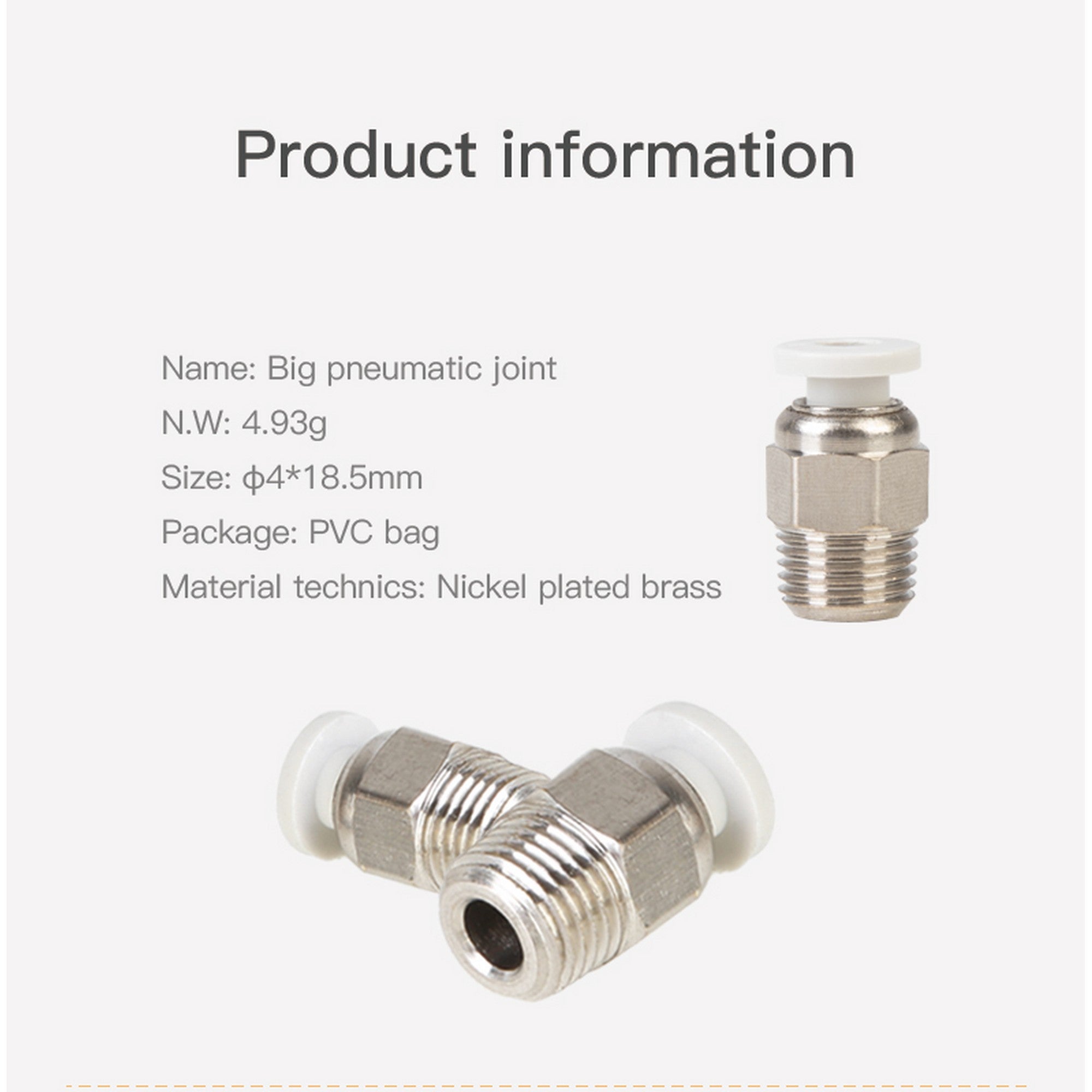 Creality Big Pneumatic Joint Connector for 3D Printer (Set of 2pcs)