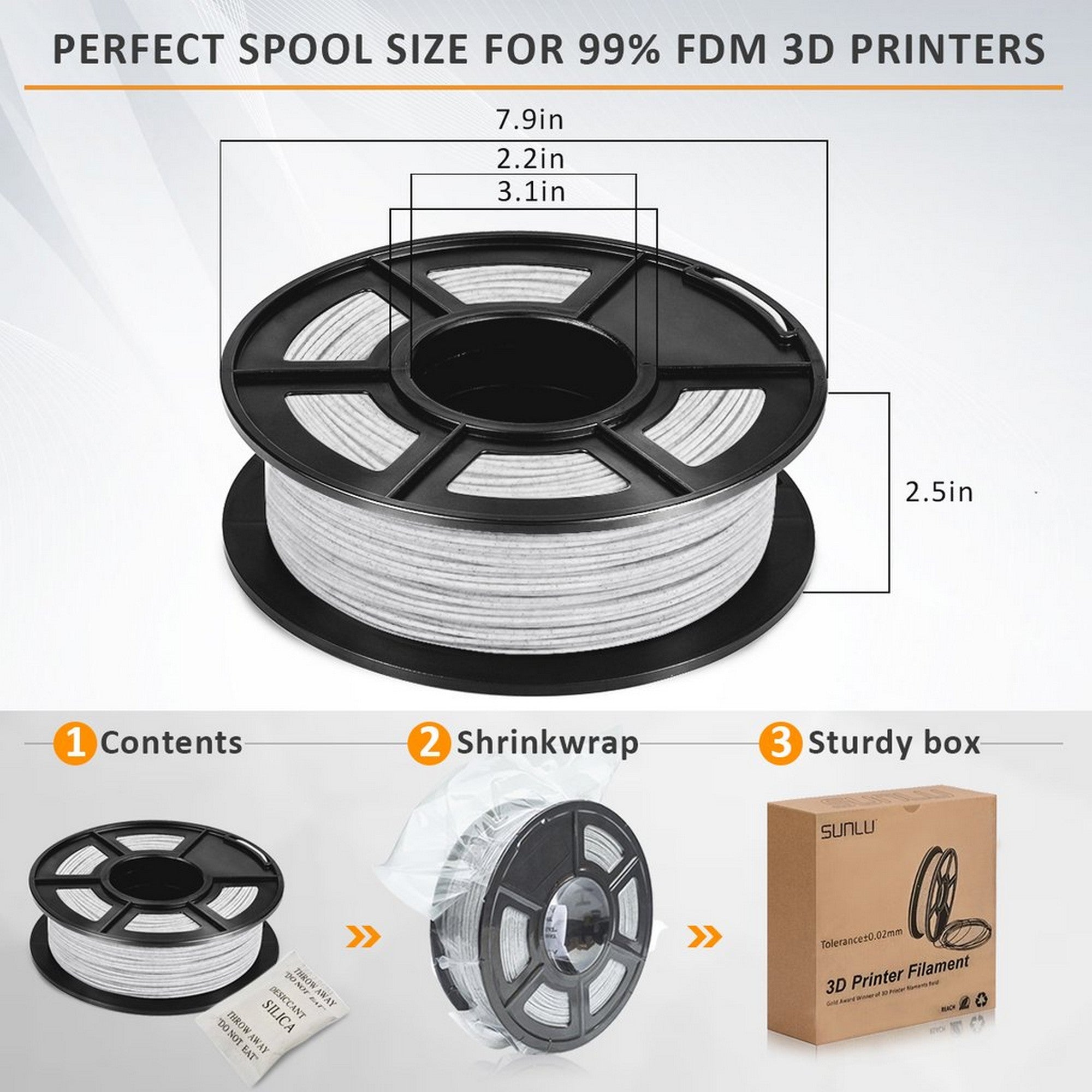 SUNLU PLA Marble 1.75mm 1KG 3D Printer Filament