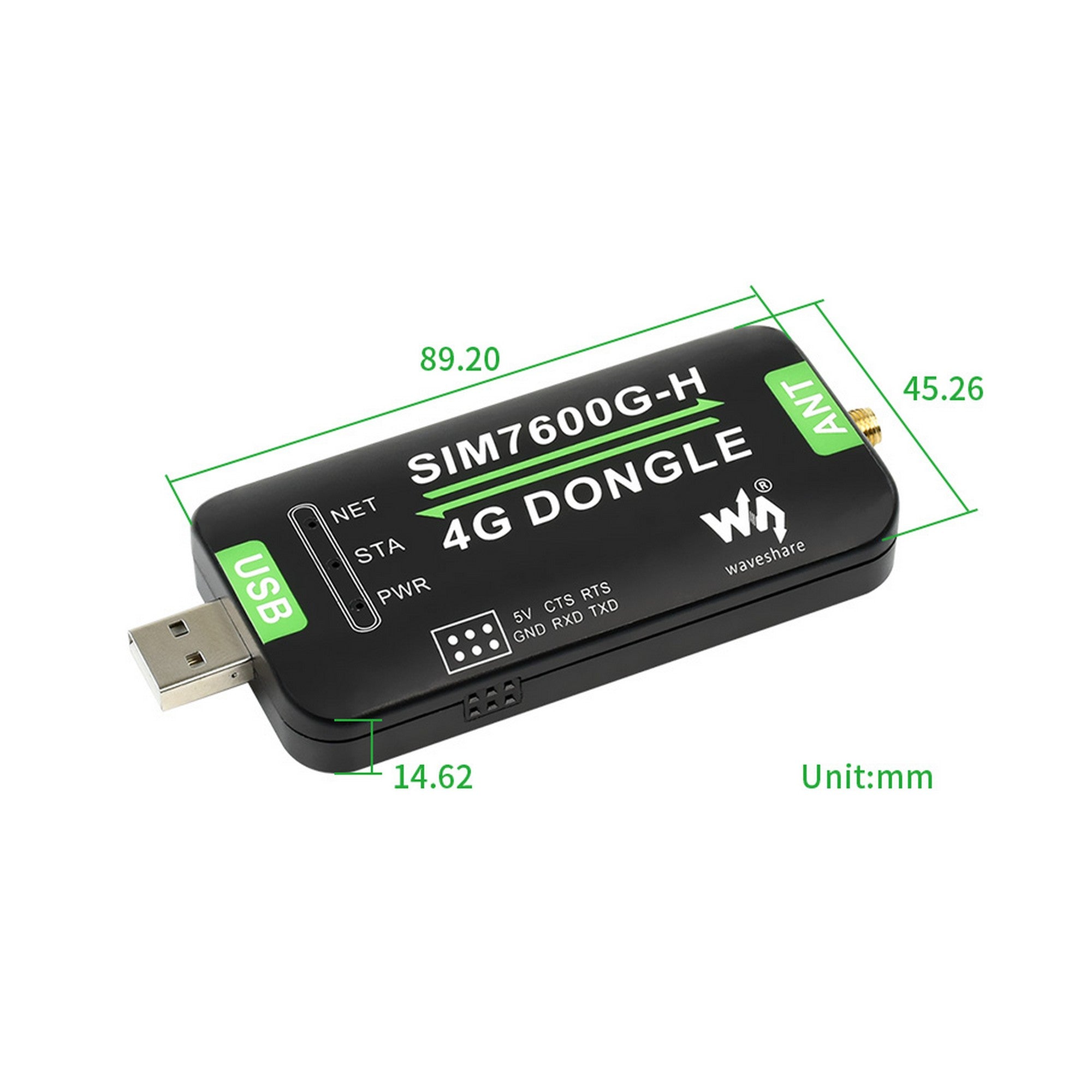 SIM7600G-H 4G Dongle, GNSS Positioning, Global Band Support 18165