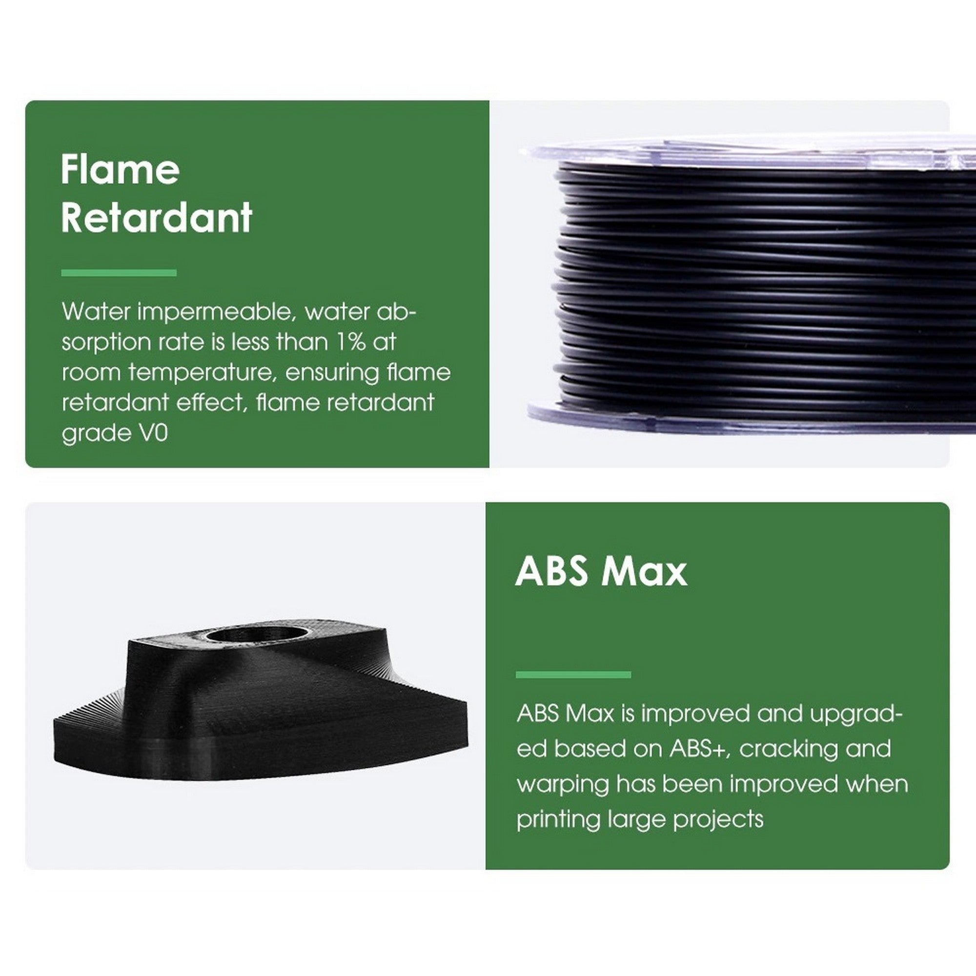 eSun ABS-FR (eABS Max) 1.75mm 1KG 3D Printer Filament Black