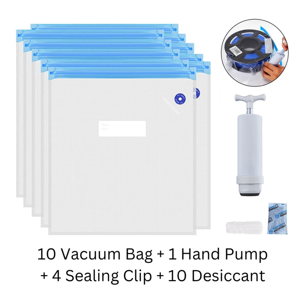 10pcs Reusable Vacuum Bag for 3D Printer Filament and Hand Pump Set